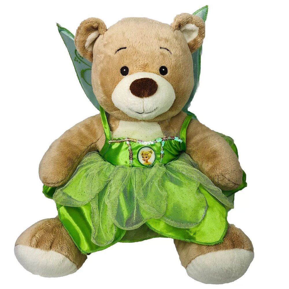 Build A Bear Stuffed Animal Plush Green Tinker Bell Dress Fairy Wing Costume 16"